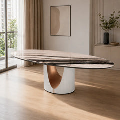 Camellora Sunset Pink Oval Luxury Stone Dining Table