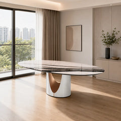 Camellora Sunset Pink Oval Luxury Stone Dining Table