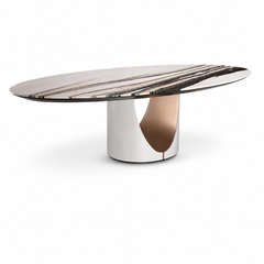 Camellora Sunset Pink Oval Luxury Stone Dining Table