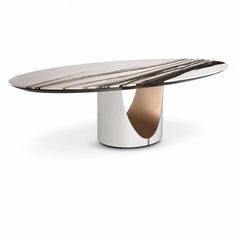 Camellora Sunset Pink Oval Luxury Stone Dining Table