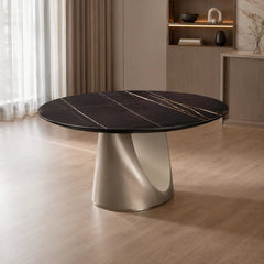 Camoré Black Gold Round Luxury Stone Dining Table