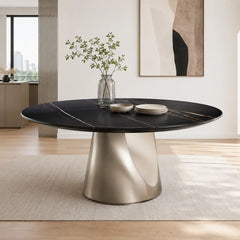 Camoré Black Gold Round Luxury Stone Dining Table