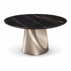 Camoré Black Gold Round Luxury Stone Dining Table