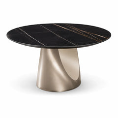Camoré Black Gold Round Luxury Stone Dining Table