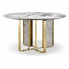Nova White Gold Round Luxury Stone Dining Table
