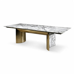 Kerwyn Snow Rectangular Luxury Stone Dining Table