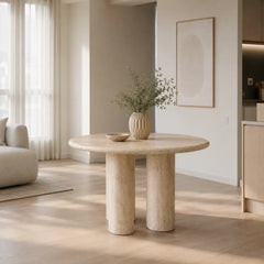 Siena Round Travertine Dining Table