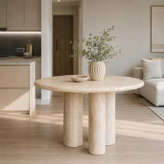 Siena Round Travertine Dining Table