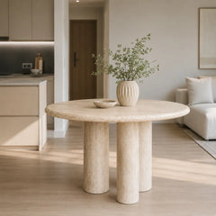 Siena Round Travertine Dining Table