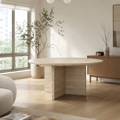 Anaro Round Travertine Dining Table