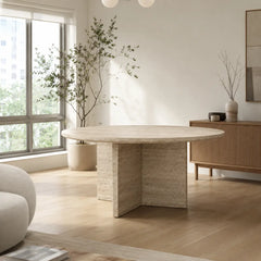 Anaro Round Travertine Dining Table