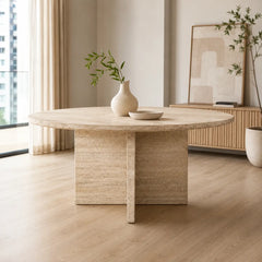 Anaro Round Travertine Dining Table