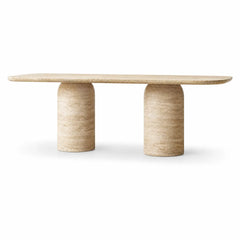 Ballez Rectangular Travertine Dining Table