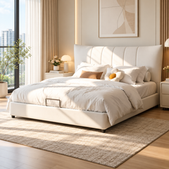 Zorenne Genuine Leather Bed Frame
