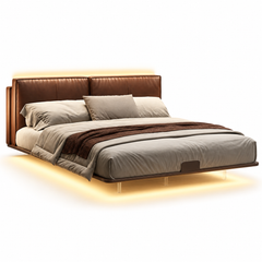 Felsaro Leather Floating Bed Frame (With LED)