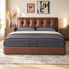 Saldric Leather Bed Frame