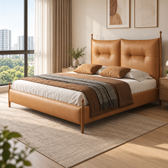 Zelvian Leather Bed Frame