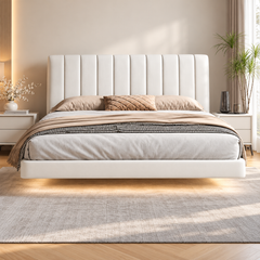 Orvado Leather Floating Bed Frame (With LED)