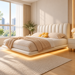 Kelmor Leather Floating Bed Frame (With LED)