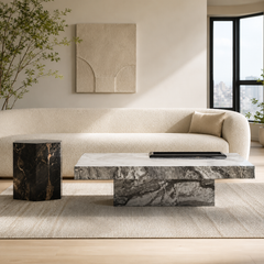 Cevrana Luxury Stone Venetian Brown Box Coffee Table