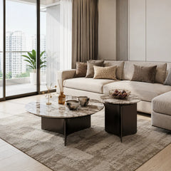 Ulvera Luxury Stone Beliy Coffee Table Set