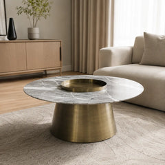 Tavielle Luxury Stone Natural Marble Beliy Coffee Table