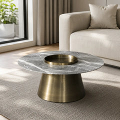 Tavielle Luxury Stone Natural Marble Beliy Coffee Table