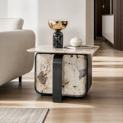Savienne Luxury Stone Carrara Side Table