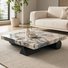 Yvelora Luxury Stone Carrara Box Coffee Table