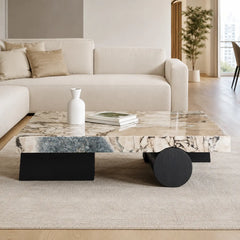 Yvelora Luxury Stone Carrara Box Coffee Table