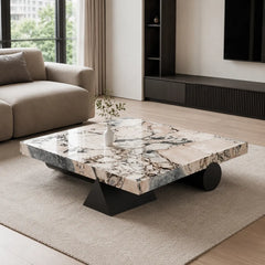 Yvelora Luxury Stone Carrara Box Coffee Table