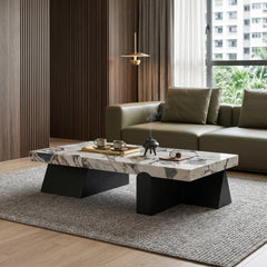 Zarelle Luxury Stone Carrara Rectangular Coffee Table