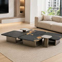 Lunavelle Luxury Stone Cosmic Gold Tetris Coffee Table