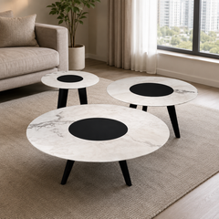 Virelle Luxury Stone Fendi White Shields Coffee Table