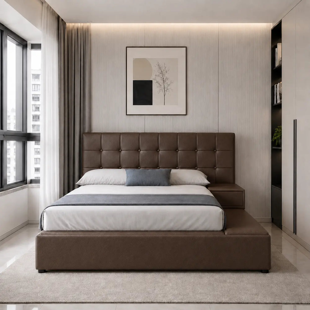 Covelle Faux Leather Platform Storage Bed Frame ARS