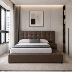 Covelle Faux Leather Platform Storage Bed Frame