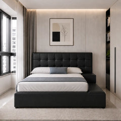 Covelle Faux Leather Platform Storage Bed Frame