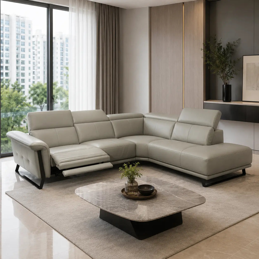 Delmora Genuine Leather Recliner Sectional Sofa MB