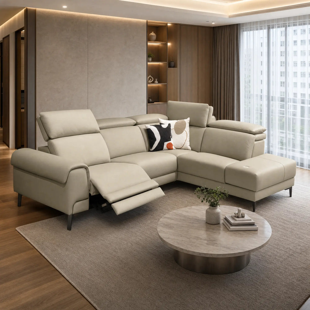 Melrose Genuine Leather Recliner Sectional Sofa MB