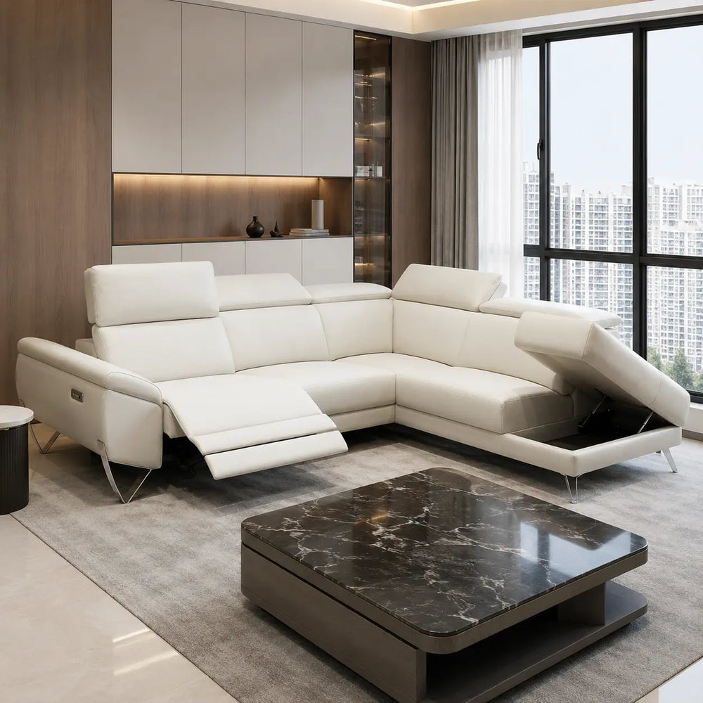 Asterelle Genuine Leather Recliner Sectional Sofa MB