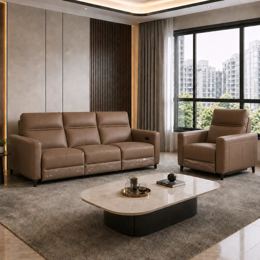 Savelle Genuine Leather Recliner Sofa MB