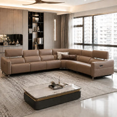 Brinova Genuine Leather Recliner Sectional Sofa MB