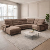 Pryn Fabric Adjustable Headrest L-Shaped Corner Sofa (Pet Friendly & Easy Clean) - Esteller