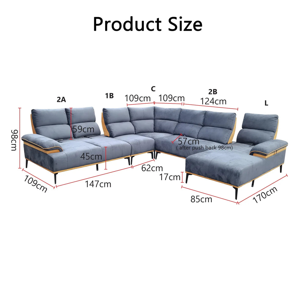 Orrian Fabric Adjustable Backrest L-Shaped Corner Sofa (Pet Friendly & Easy Clean) - Esteller
