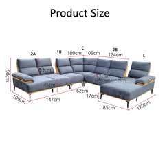 Orrian Fabric Adjustable Backrest L-Shaped Corner Sofa (Pet Friendly & Easy Clean) - Esteller