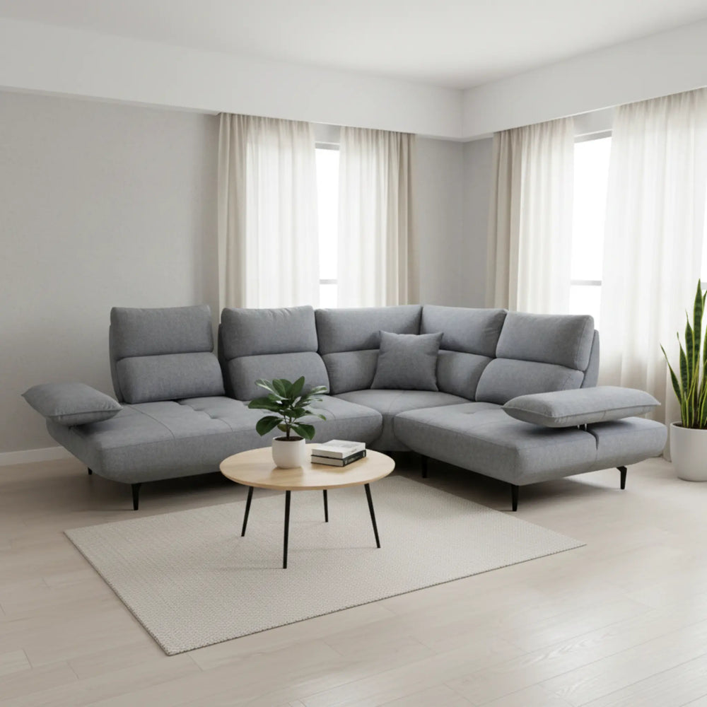 Istren Fabric Adjustable Backrest & Armrest Corner Sofa (Pet Friendly & Easy Clean) - Esteller