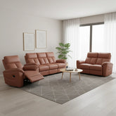 Lorven Genuine Leather Adjustable Headrest Recliner Sofa - Esteller