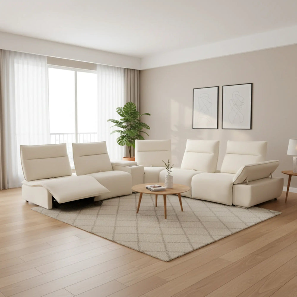 Fylar Fabric Adjustable Backrest & Armrest Recliner Corner Sofa (Pet Friendly & Easy Clean) - Esteller