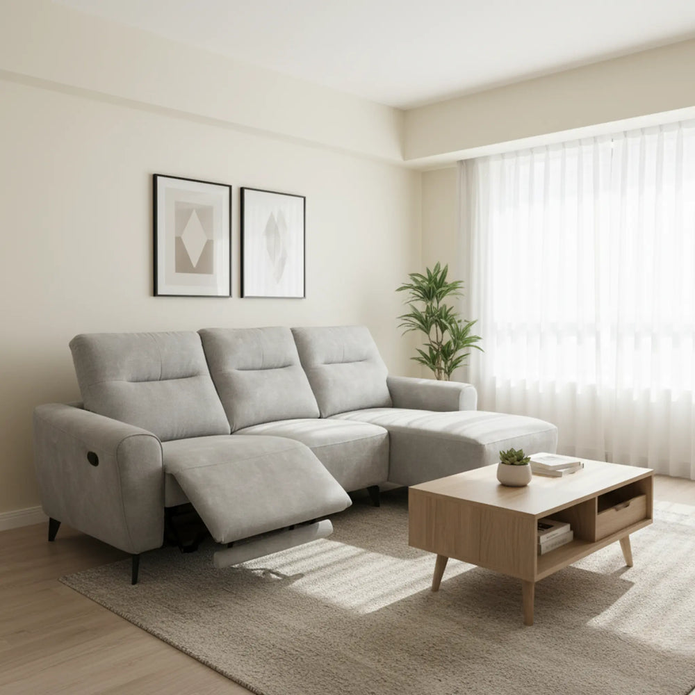 Hadris Fabric Recliner L-Shaped Sofa (Pet Friendly & Easy Clean) - Esteller