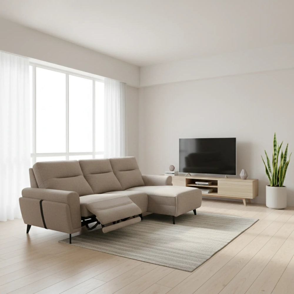 Xyrel Fabric Recliner L-Shaped Sofa (Pet Friendly & Easy Clean) - Esteller